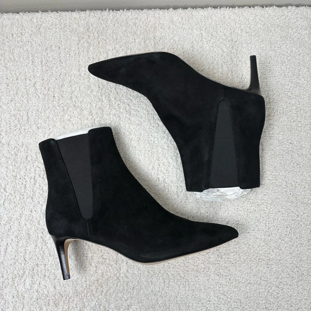 Joie Boots 39.5‎ (9.5) black Ralti Suede Leather Ankle Heeled Pull On Bootie